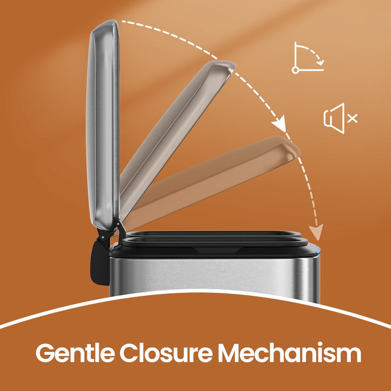 40L Double Kitchen Bin with Soft Close Lids and Removable Inner Buckets by Songmics