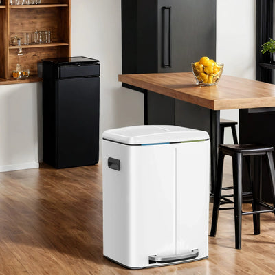 40L Double Kitchen Bin with Soft Close Lids and Removable Inner Buckets by Songmics
