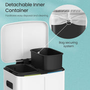 40L Double Kitchen Bin with Soft Close Lids and Removable Inner Buckets by Songmics