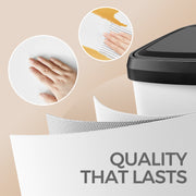 White 68L Kitchen Pedal Bin with Lid Large Metal Waste Rubbish Bin for Home by Songmics