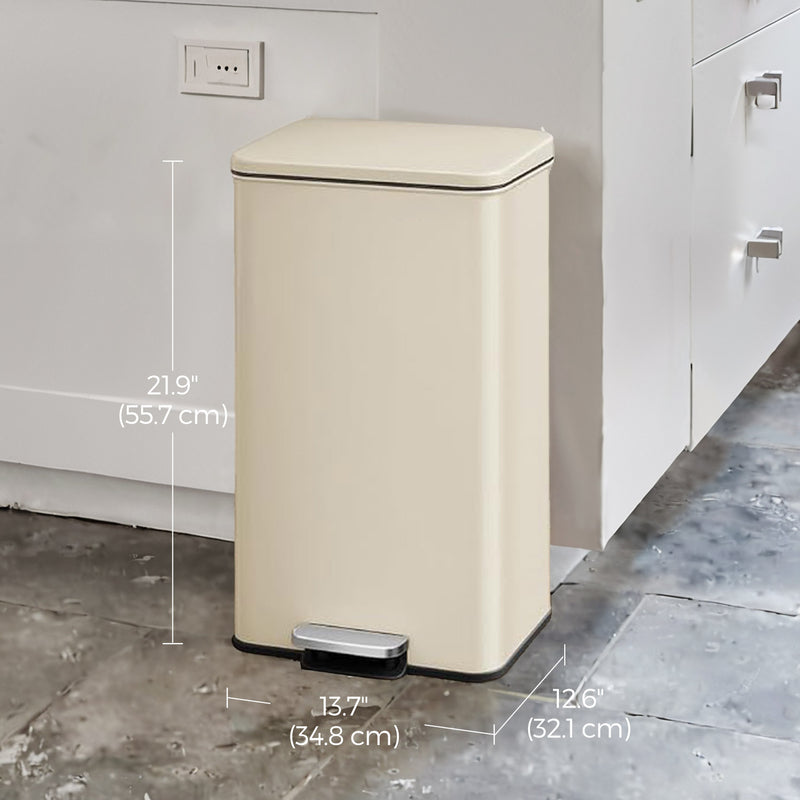 40L Large Steel Kitchen Bin with Soft Close Lid for Rubbish Waste by Songmics