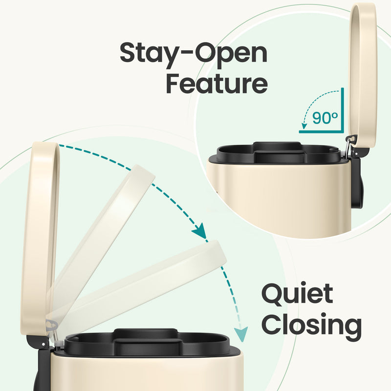 40L Large Steel Kitchen Bin with Soft Close Lid for Rubbish Waste by Songmics