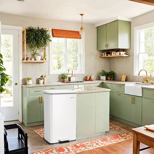 40L Large Kitchen Bin with Soft Close Lid and Rubbish Storage by Songmics