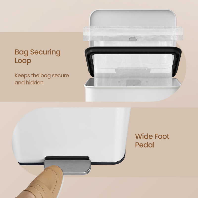 40L Large Kitchen Bin with Soft Close Lid and Rubbish Storage by Songmics