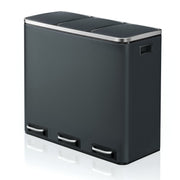 Songmics 3-compartment greenish grey kitchen bin, full front view