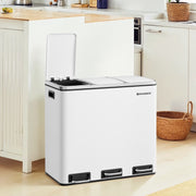 Triple Compartment Kitchen Recycling Bin 3 x 18L for Waste Separation by Songmics