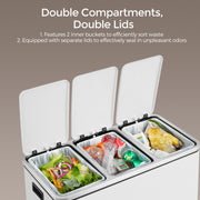 Triple Compartment Kitchen Recycling Bin 3 x 18L for Waste Separation by Songmics