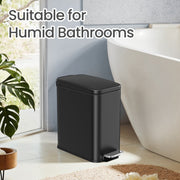 10L Black Bathroom Bin with Soft Close Lid Ideal for Toilet or Ensuite by Songmics