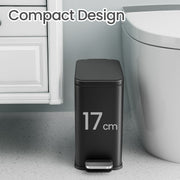 10L Black Bathroom Bin with Soft Close Lid Ideal for Toilet or Ensuite by Songmics
