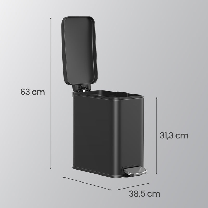10L Black Bathroom Bin with Soft Close Lid Ideal for Toilet or Ensuite by Songmics