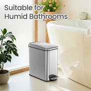 10L Bathroom Bin with Lid and Soft Close Mechanism Ideal for Toilet or Ensuite by Songmics