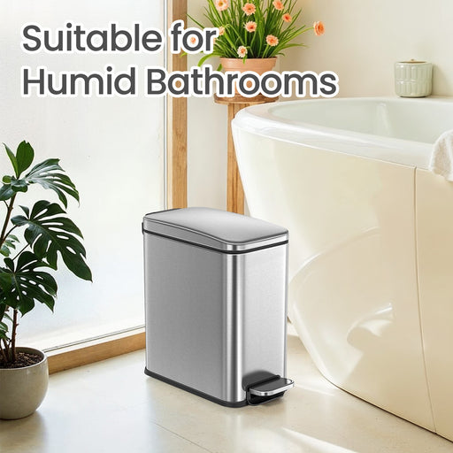 10L Bathroom Bin with Lid and Soft Close Mechanism Ideal for Toilet or Ensuite by Songmics