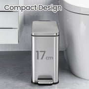 10L Bathroom Bin with Lid and Soft Close Mechanism Ideal for Toilet or Ensuite by Songmics