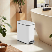 10L White Bathroom Bin with Soft Close Lid Odour Control and Compact Design by Songmics