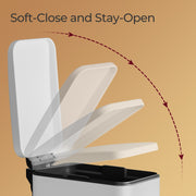 10L White Bathroom Bin with Soft Close Lid Odour Control and Compact Design by Songmics