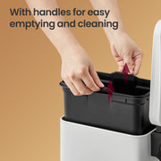 10L White Bathroom Bin with Soft Close Lid Odour Control and Compact Design by Songmics