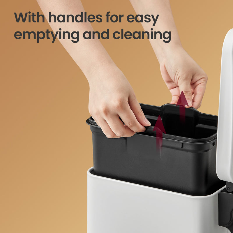 10L White Bathroom Bin with Soft Close Lid Odour Control and Compact Design by Songmics