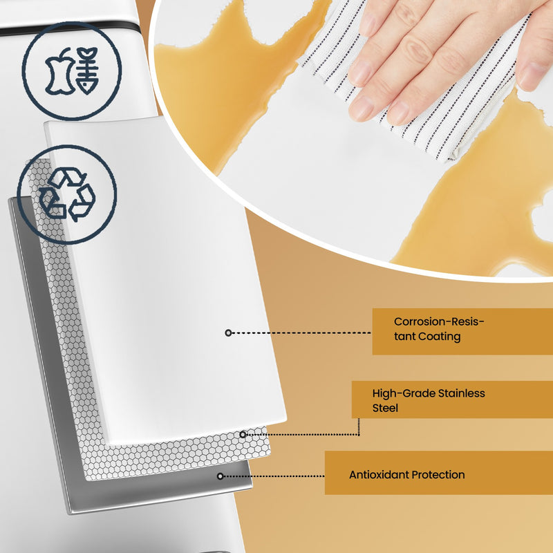 10L White Bathroom Bin with Soft Close Lid Odour Control and Compact Design by Songmics