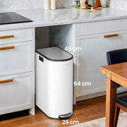 Dual Compartment 30L and 20L Kitchen Recycling and Waste Pedal Bin with Wing Lids by Songmics