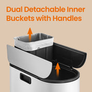 Dual Compartment 30L and 20L Kitchen Recycling and Waste Pedal Bin with Wing Lids by Songmics