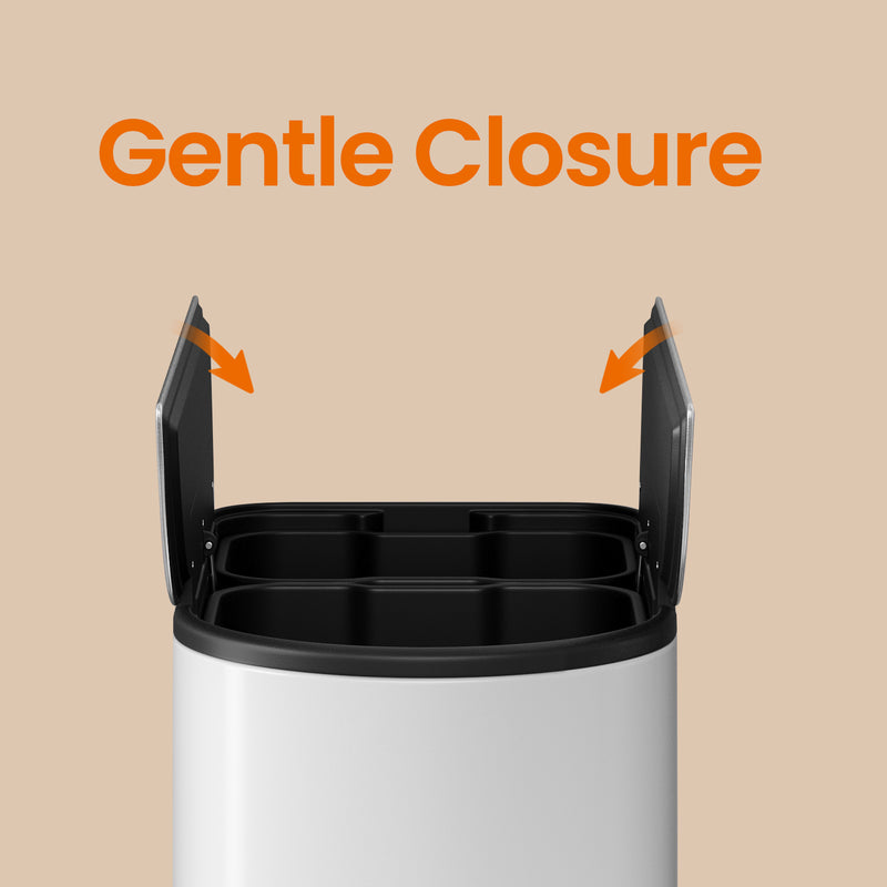 Dual Compartment 30L and 20L Kitchen Recycling and Waste Pedal Bin with Wing Lids by Songmics