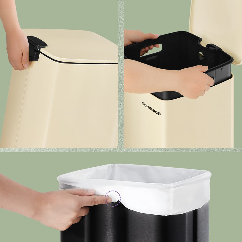 20L Kitchen Bin with Soft Close Lid and Stay Open Feature for Rubbish Waste by Songmics