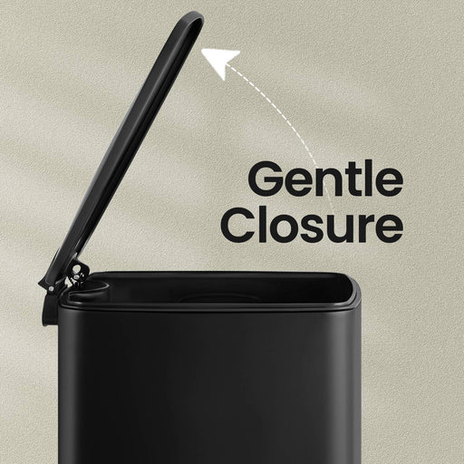 Black 20L Kitchen Bin with Soft Close Lid and Stay Open Function for Rubbish Disposal by Songmics