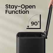 Black 20L Kitchen Bin with Soft Close Lid and Stay Open Function for Rubbish Disposal by Songmics