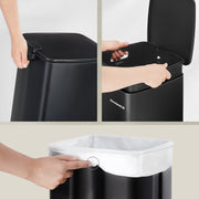 Black 20L Kitchen Bin with Soft Close Lid and Stay Open Function for Rubbish Disposal by Songmics