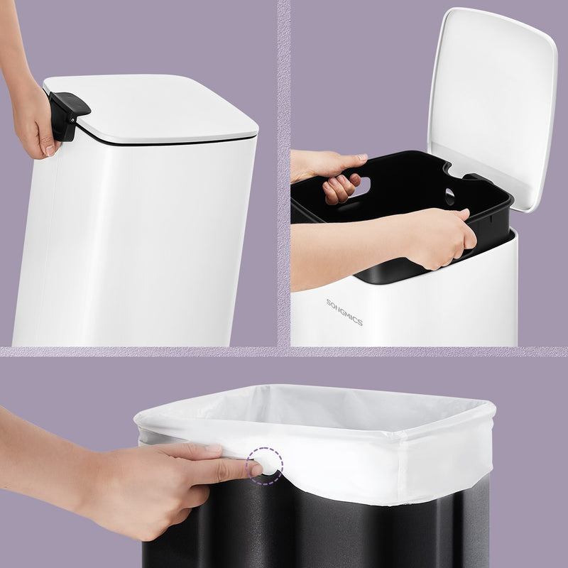 20L Kitchen Pedal Bin Soft Close Lid with Stay Open Feature for Rubbish Waste by Songmics