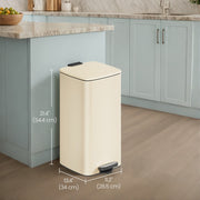 8 Gallon Stainless Steel Kitchen Bin with Soft Close Lid and Pedal by Songmics