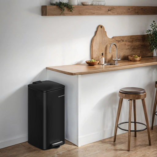 8 Gallon Stainless Steel Kitchen Bin with Soft Close Lid and Pedal by Songmics