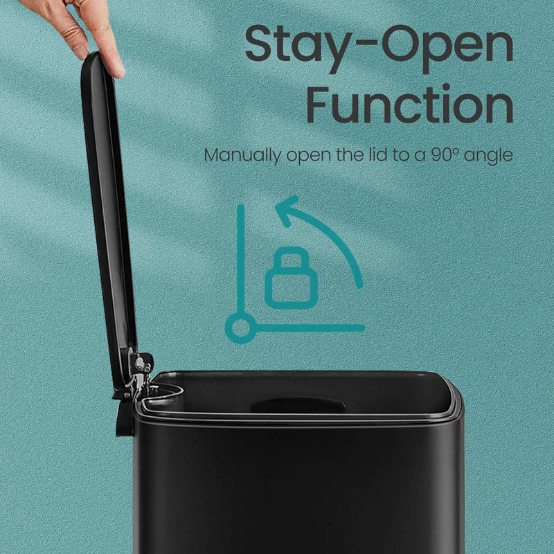 8 Gallon Stainless Steel Kitchen Bin with Soft Close Lid and Pedal by Songmics