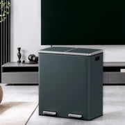 60L Double Kitchen Bin with Lids and Pedals Two Compartments for Easy Waste Sorting by Songmics