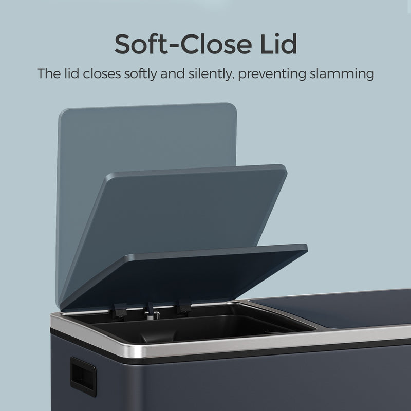 60L Double Kitchen Bin with Lids and Pedals Two Compartments for Easy Waste Sorting by Songmics