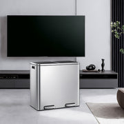 60L Dual Compartment Kitchen Bin with Lids and Pedal Operation for Easy Sorting by Songmics