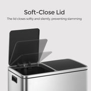 60L Dual Compartment Kitchen Bin with Lids and Pedal Operation for Easy Sorting by Songmics