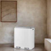 60L Double Kitchen Bin with Lids and Pedals Two 30L Compartments Waste Separator by Songmics