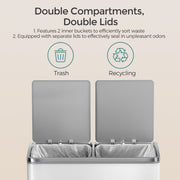60L Double Kitchen Bin with Lids and Pedals Two 30L Compartments Waste Separator by Songmics