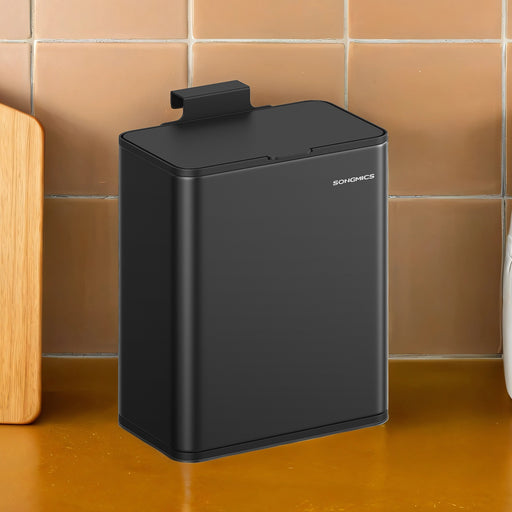 8 Litre Hanging Kitchen Bin with Lid Wall or Cupboard Mounted Rubbish Bin by Songmics