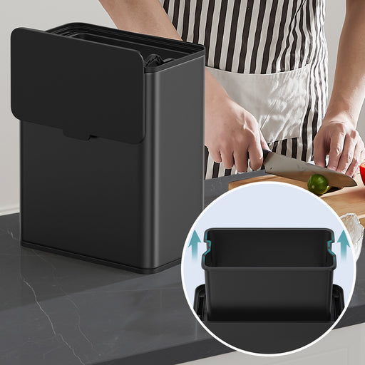 8 Litre Hanging Kitchen Bin with Lid Wall or Cupboard Mounted Rubbish Bin by Songmics