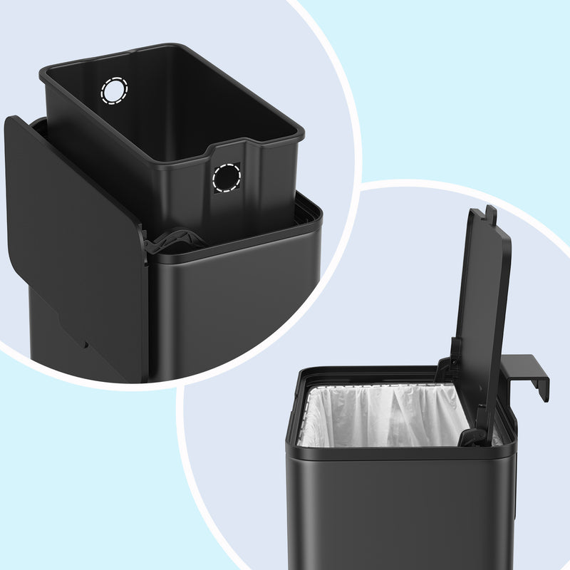 8 Litre Hanging Kitchen Bin with Lid Wall or Cupboard Mounted Rubbish Bin by Songmics