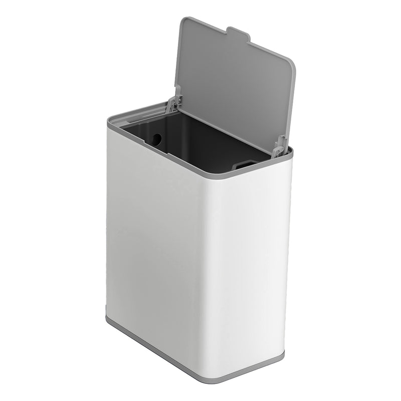 Songmics 8L steel compost bin with lid in White, front view