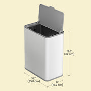 Songmics 8L steel compost bin mounted on a wall in White