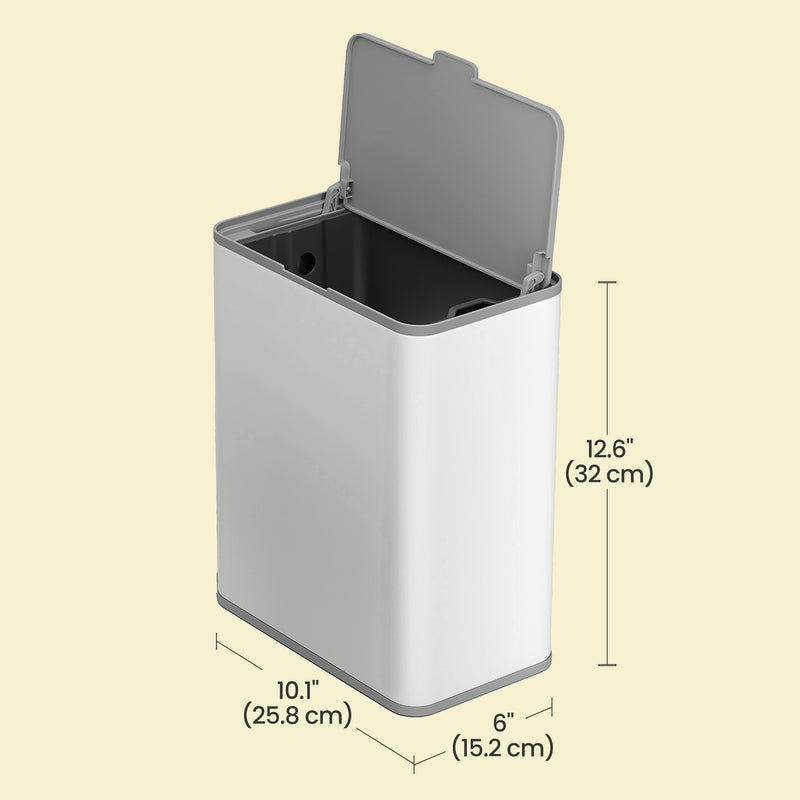 Songmics 8L steel compost bin mounted on a wall in White