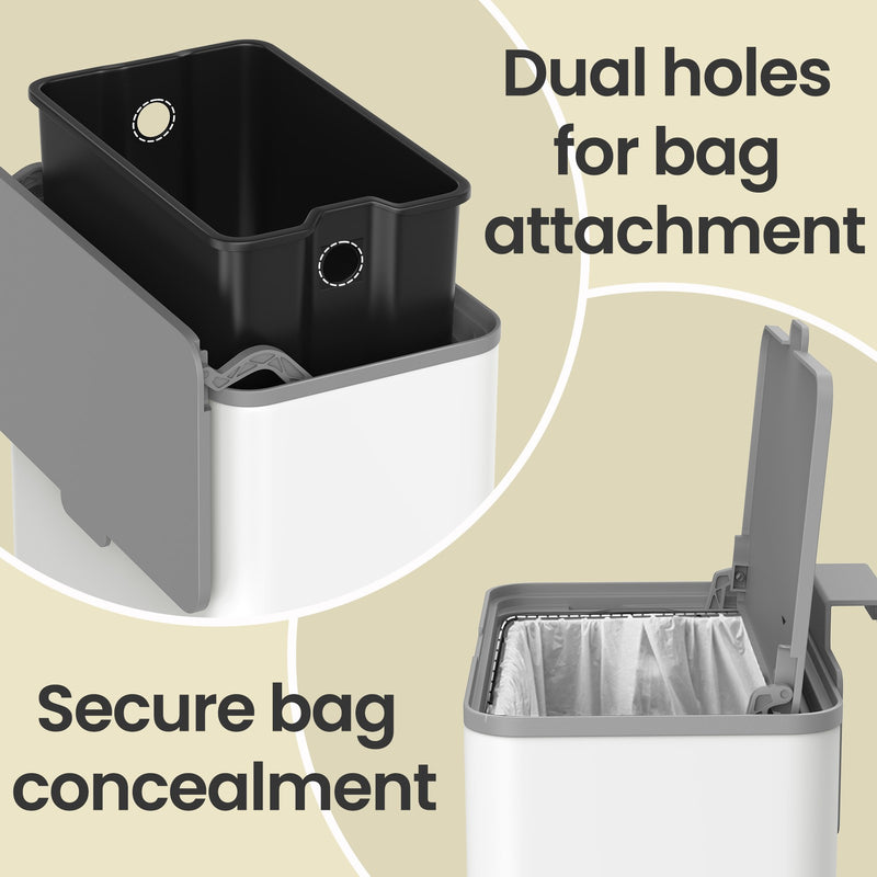 Songmics 8L steel compost bin dimensions, 25.8 x 15.2 x 32 cm