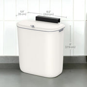 White Door Mounted Kitchen Bin with Lid Small Hanging Rubbish Bin for Bathroom or Cupboard by Songmics