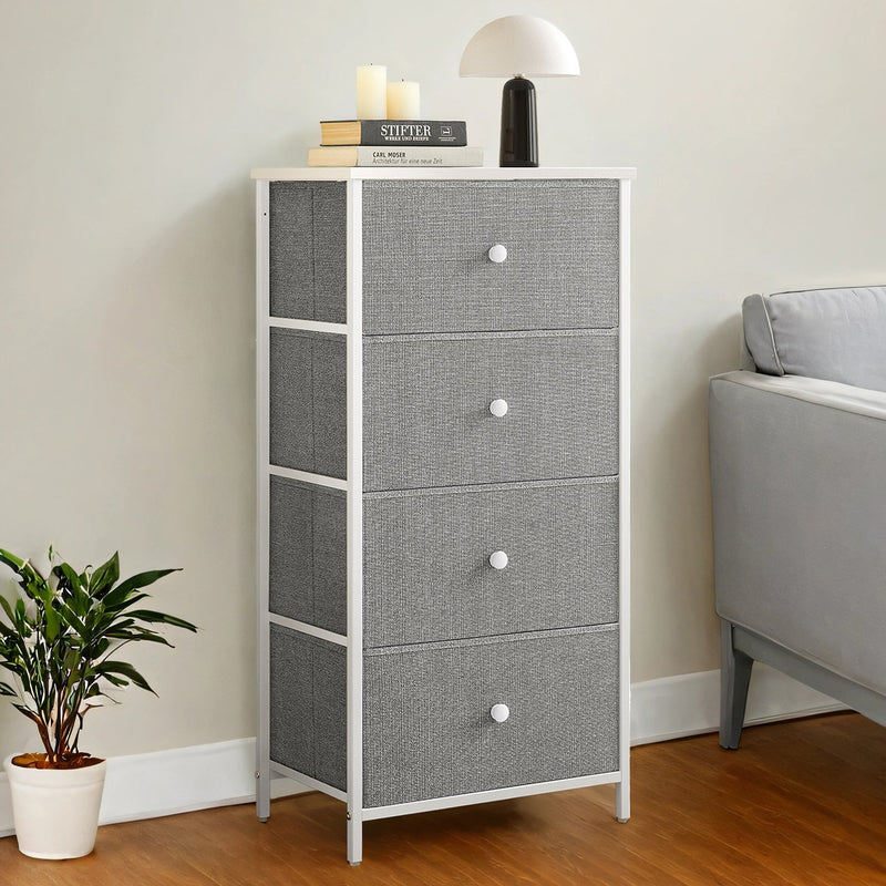 Fabric Chest of Drawers with 4 Storage Drawers and Sturdy Metal Frame for Bedroom by Songmics