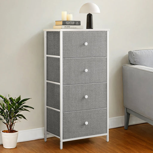 Fabric Chest of Drawers with 4 Storage Drawers and Sturdy Metal Frame for Bedroom by Songmics