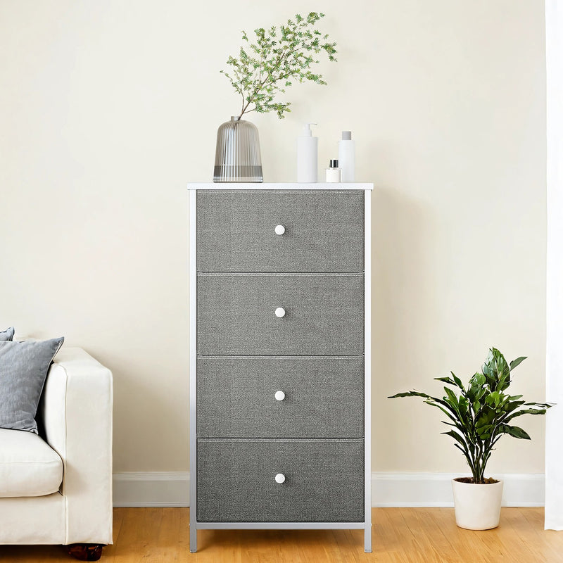 Fabric Chest of Drawers with 4 Storage Drawers and Sturdy Metal Frame for Bedroom by Songmics